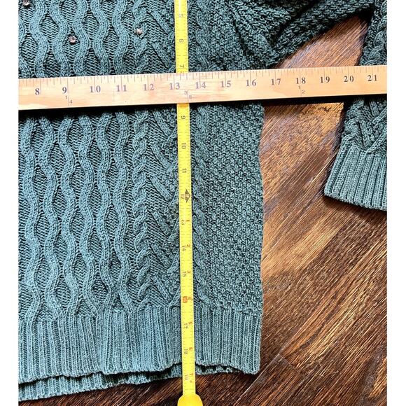 MaxMara | Ennio Cable Knit Rhinestone Pullover Sweater Forest Green Size Medium - Picture 9 of 9